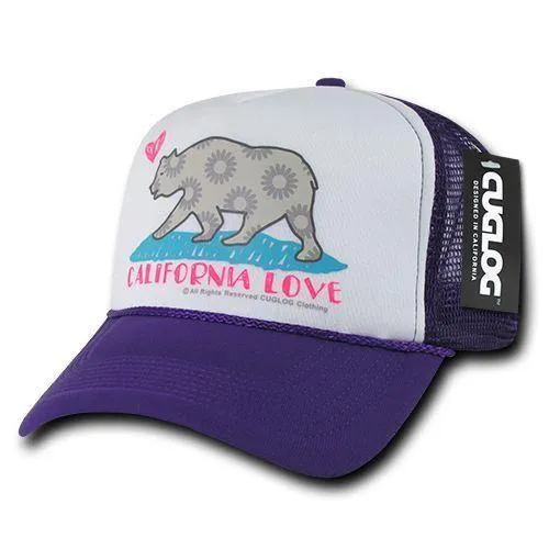 1 Dozen Cuglog 5 Panel California Love Foam Trucker Hats Caps Cali Bear Wholesale Bulk
