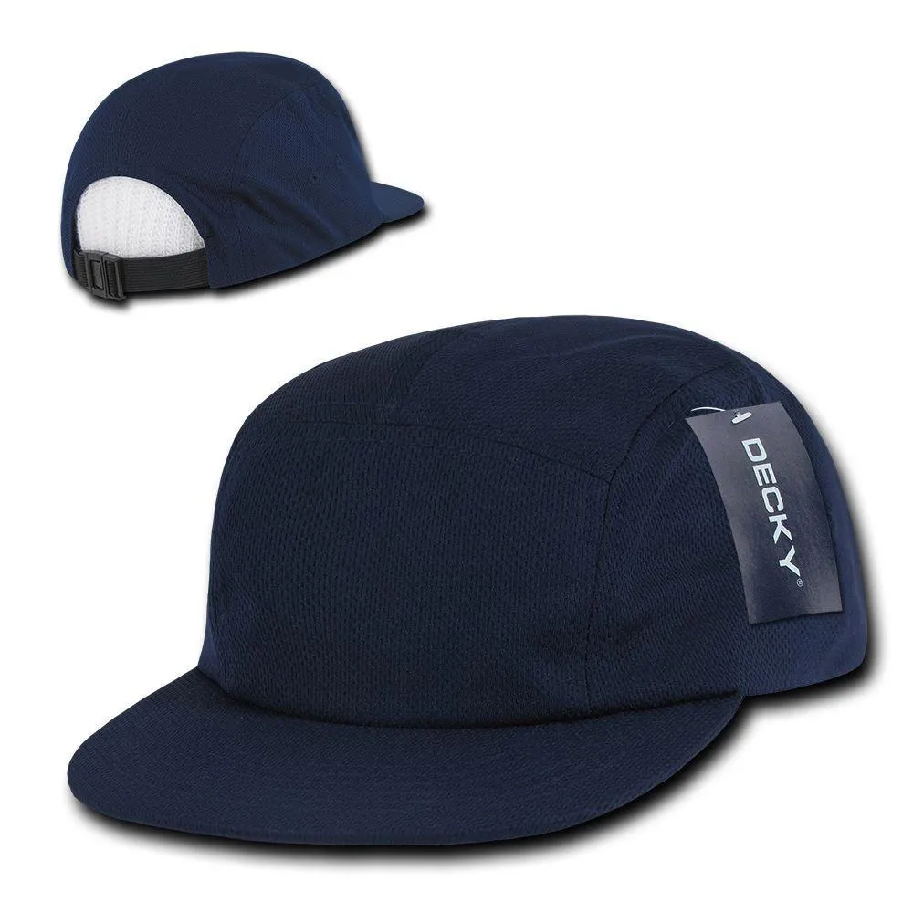 Decky Retro Flat Bill Performance 5 Panel Mesh Racer Caps Hats Unisex